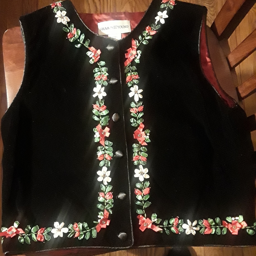 Vintage Sharon Young Velvet Christmas Vest